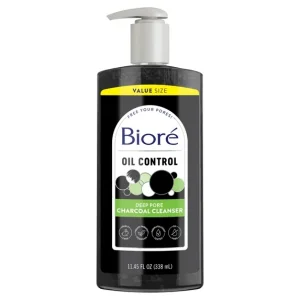 Bioré Deep Pore Charcoal Daily Face Wash Care for Dirt & Makeup Removal, for Skin Care, 11.45 fl oz