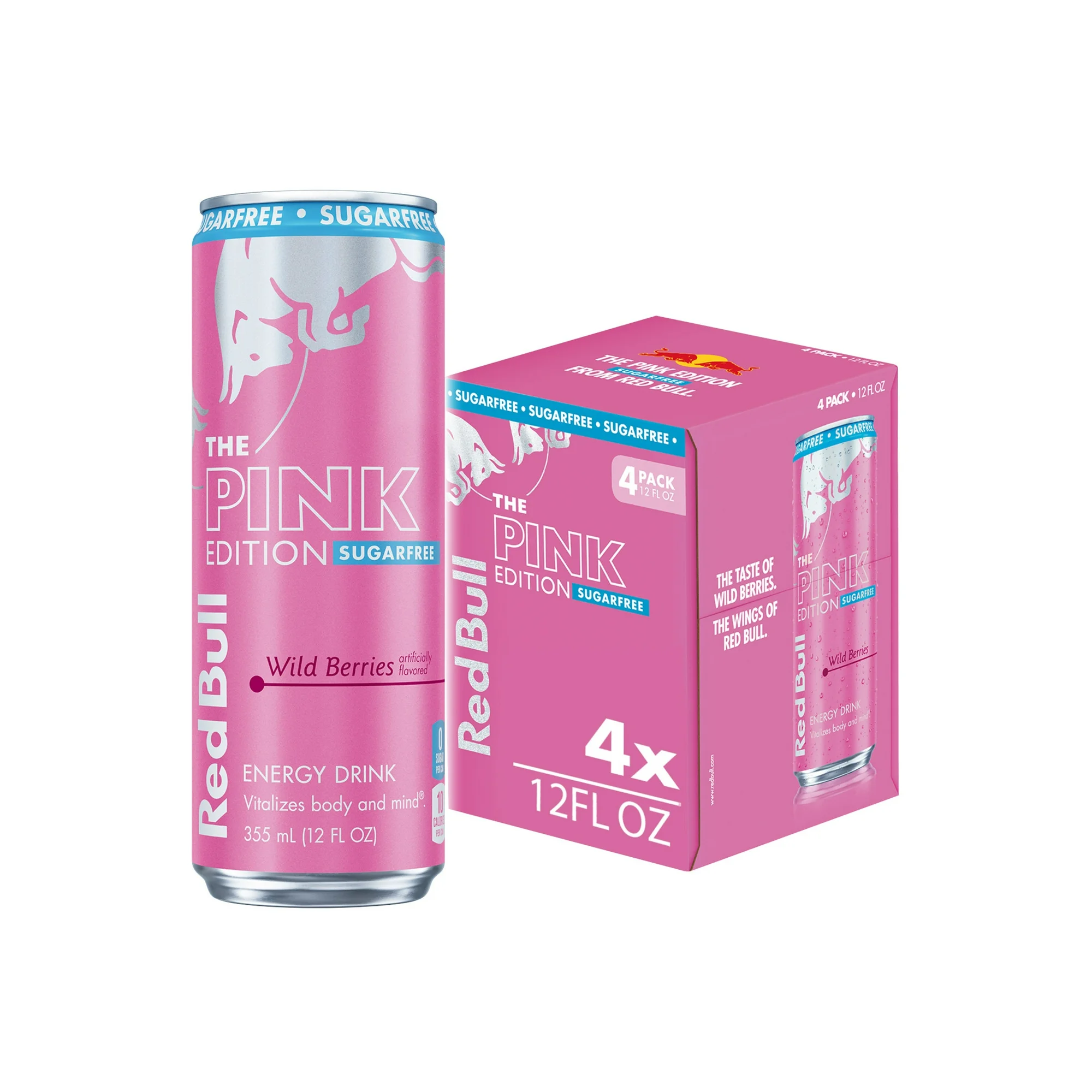 Red Bull Pink Edition Sugarfree Energy Drink, Wild Berries, 12 fl. oz., Pack of 4 Cans