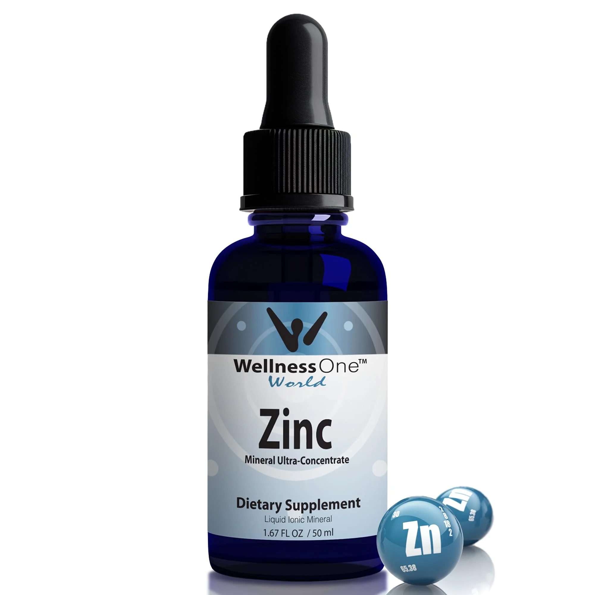 Wellness One Liquid Zinc Drops - Ionic Zinc Sulfate Liquid Formula, 50 ml - 100 Servings